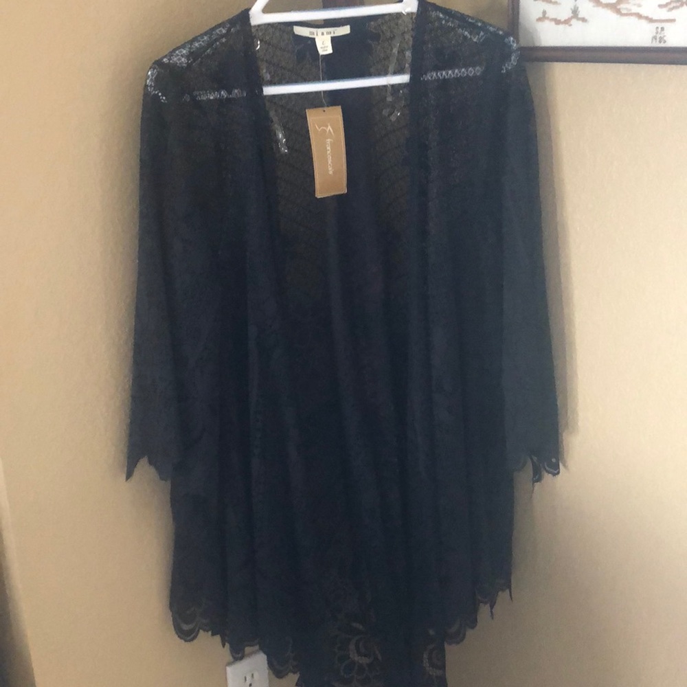 NWT Black Lace Kimono